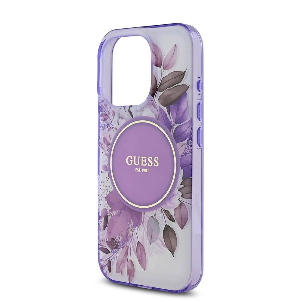 Apple iPhone 16 Pro Kılıf Guess Orjinal Lisanslı M-safe Şarj Özellikli Flower Tonal Circle Kapak