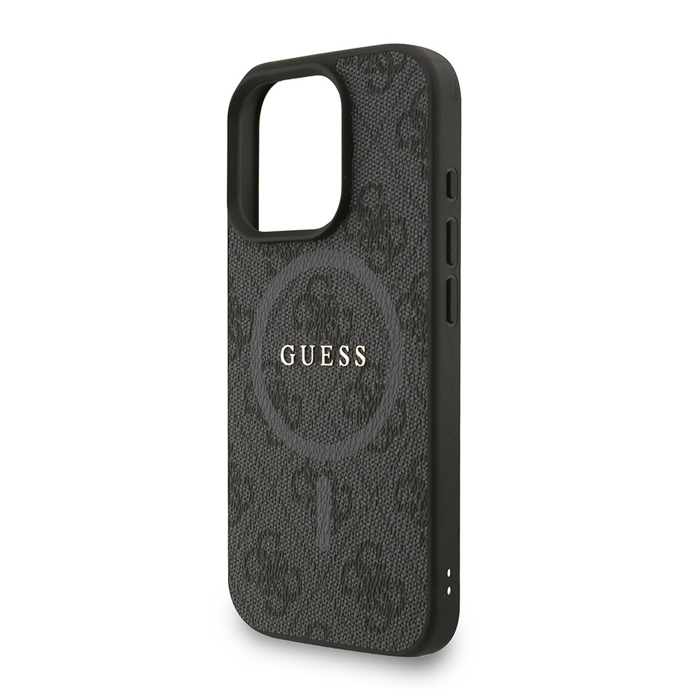 Apple iPhone 16 Pro Kılıf Guess Orjinal Lisanslı M-safe Şarj Özellikli PU Deri Bilek Askı İpli Yazı Logolu Kapak
