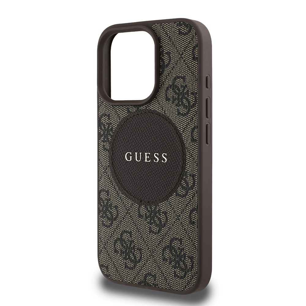 Apple iPhone 16 Pro Kılıf Guess Orjinal Lisanslı M-safe Şarj Özellikli Yazı Logolu Circle Classic Kapak