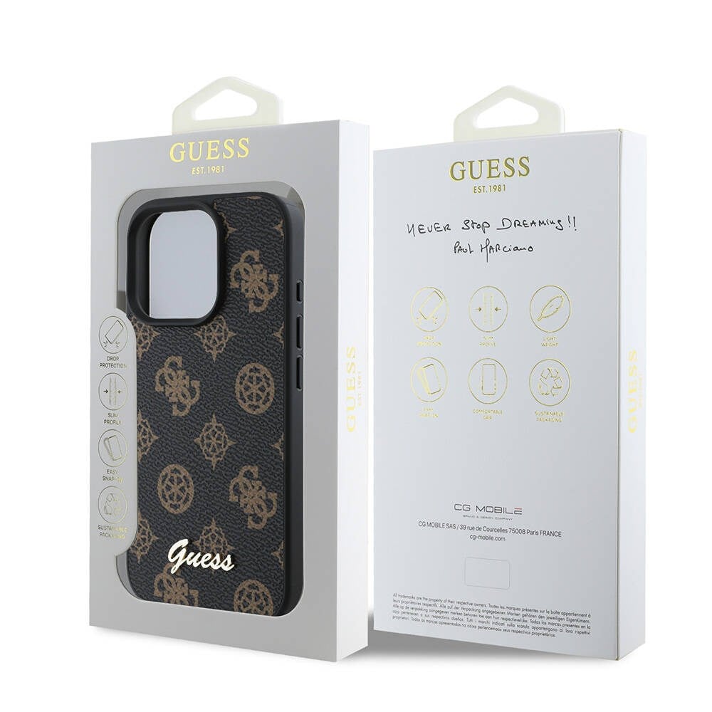 Apple iPhone 16 Pro Kılıf Guess Orjinal Lisanslı M-safe Şarj Özellikli Yazı Logolu Peony Kapak