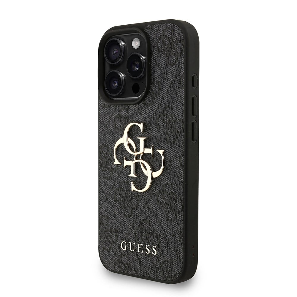 Apple iPhone 16 Pro Kılıf Guess Orjinal Lisanslı PU Deri Bilek Askı İpli Metal Büyük 4G ve Yazı Logolu Kapak