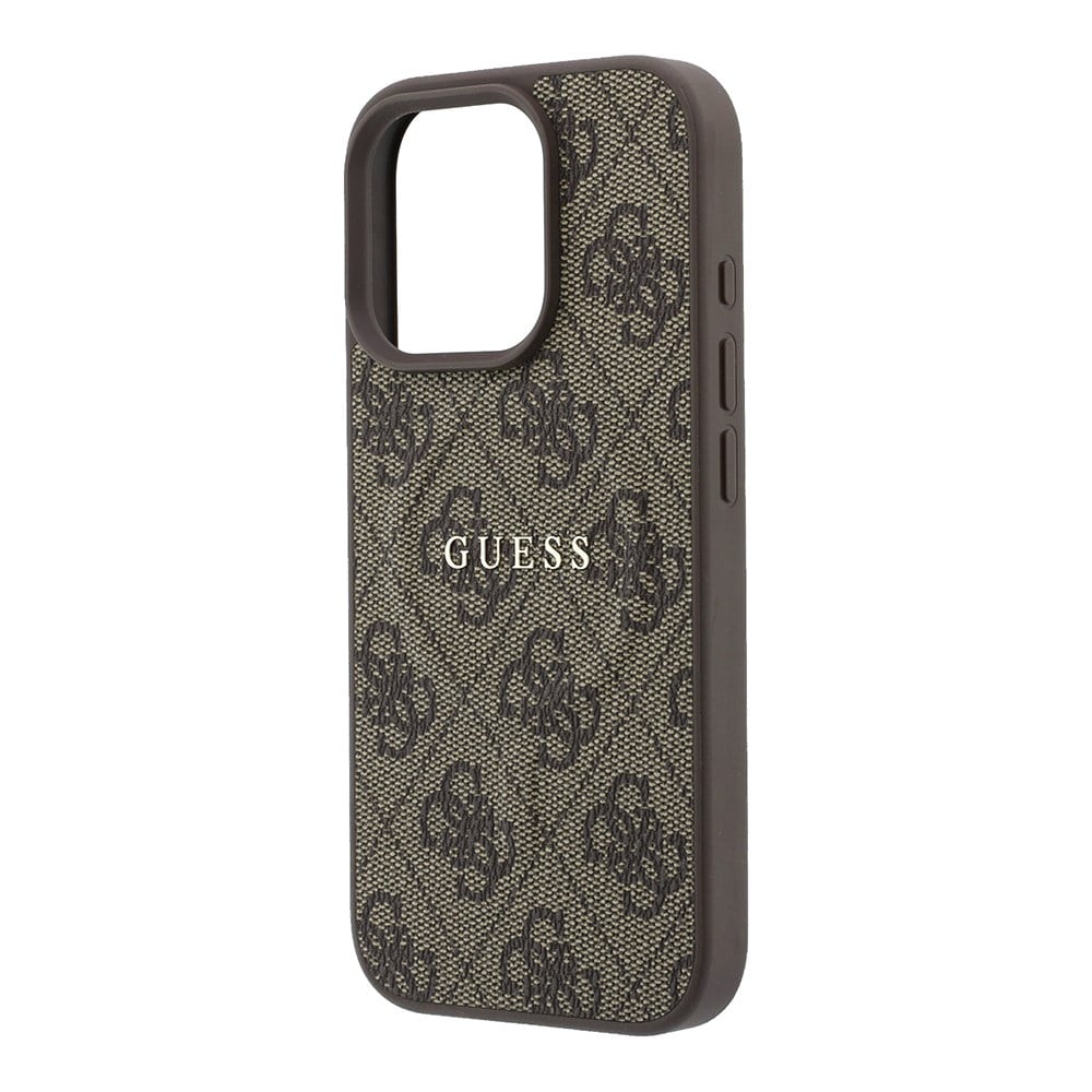 Apple iPhone 16 Pro Kılıf Guess Orjinal Lisanslı M-safe Kabartmalı 4G Desenli Yazı Logolu Kapak