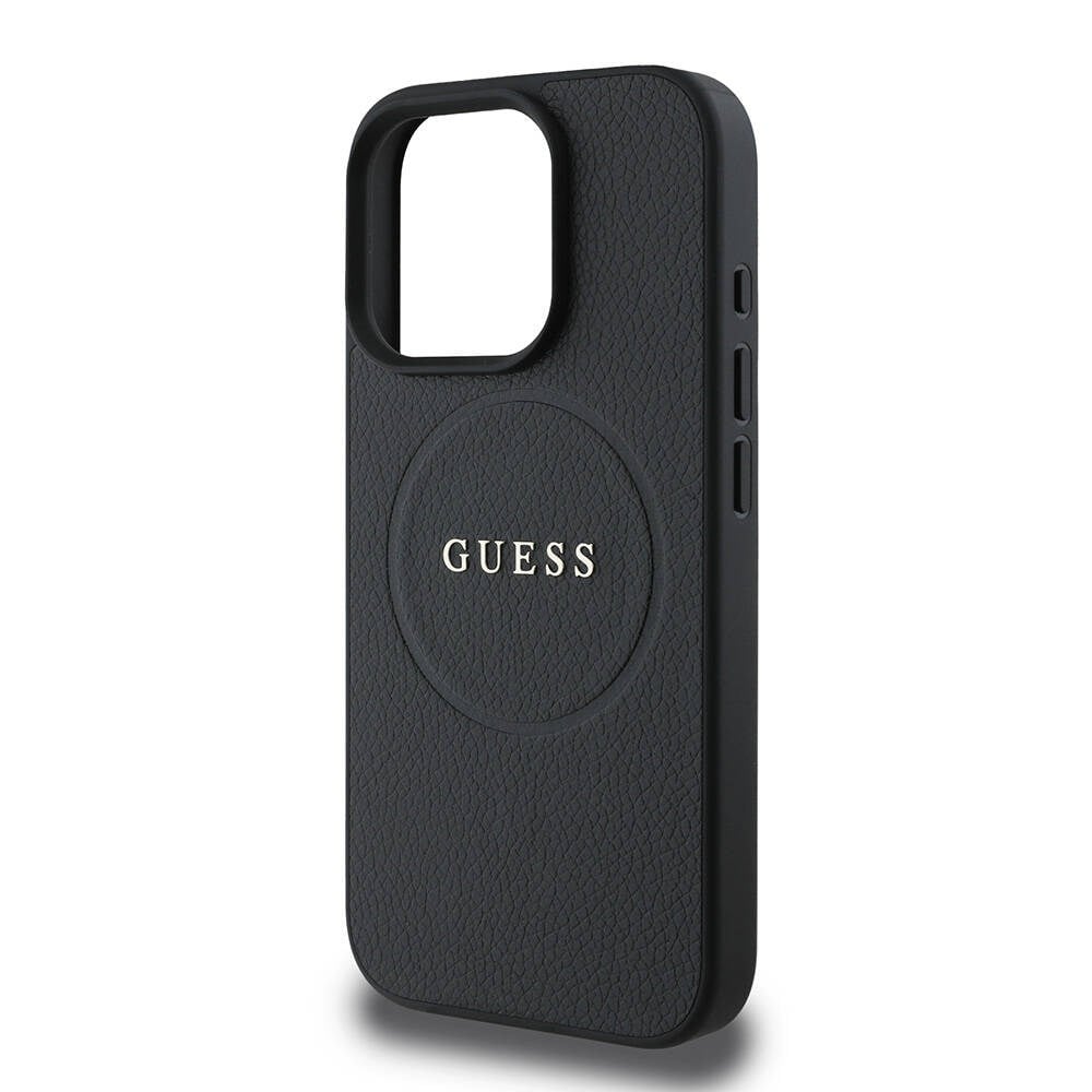 Apple iPhone 16 Pro Kılıf Guess Orjinal Lisanslı M-safe Şarj Özellikli Yazı Logolu Grained Kapak