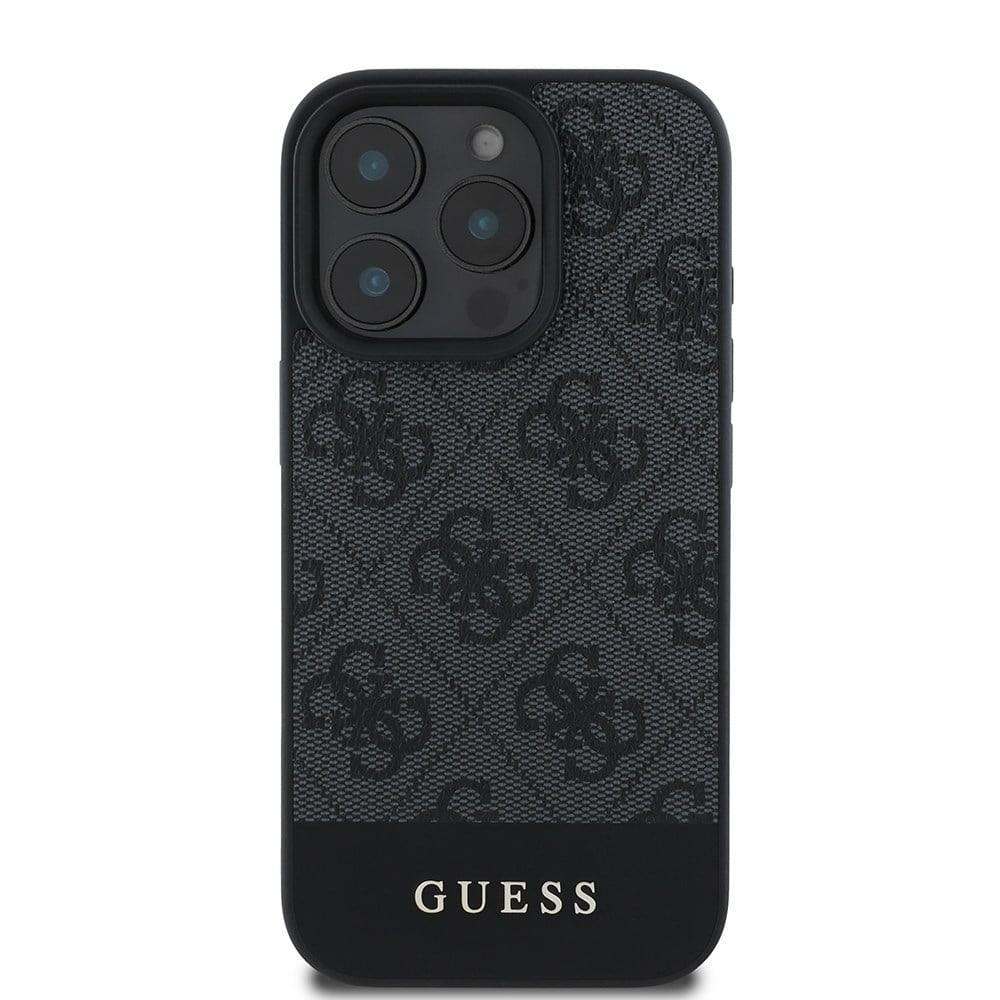 Apple iPhone 16 Pro Kılıf Guess Orjinal Lisanslı PU Deri Şerit Logo Dizaynlı Kapak