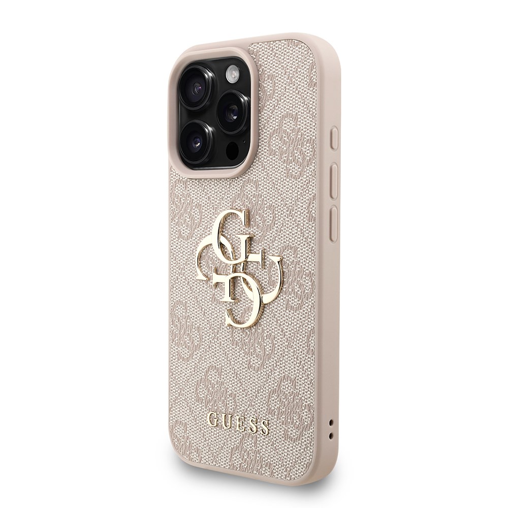 Apple iPhone 16 Pro Kılıf Guess Orjinal Lisanslı PU Deri Bilek Askı İpli Metal Büyük 4G ve Yazı Logolu Kapak