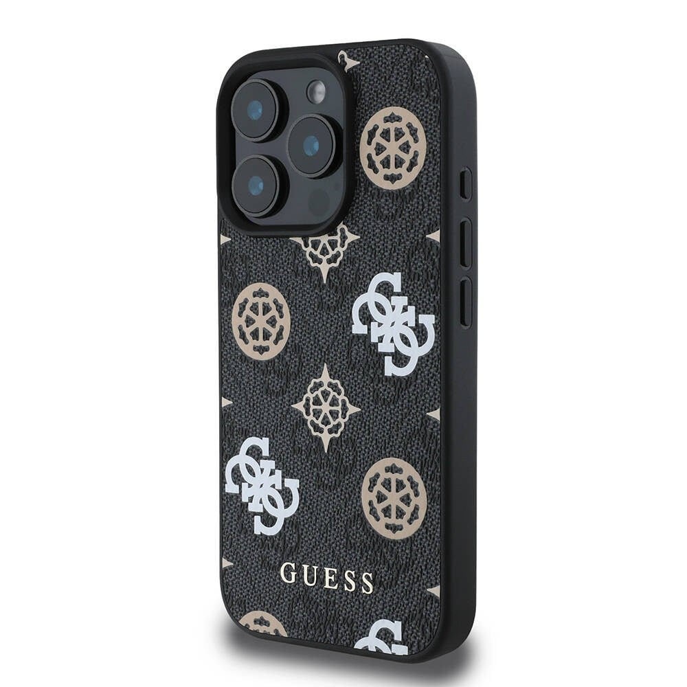 Apple iPhone 16 Pro Kılıf Guess Orjinal Lisanslı M-safe Şarj Özellikli 4G Desenli Yazı Logolu Peony Kapak