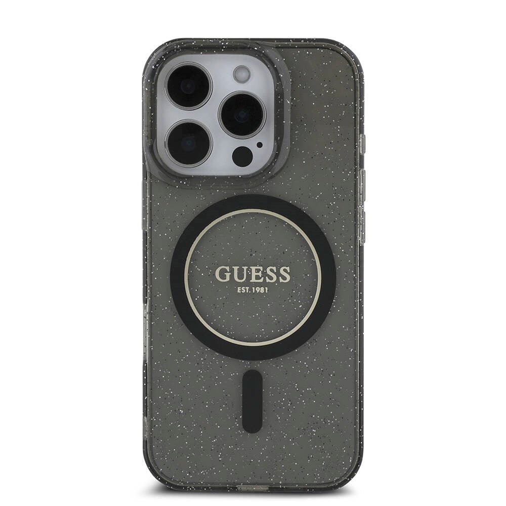 Apple iPhone 16 Pro Kılıf Guess Orjinal Lisanslı M-safe Şarj Özellikli Simli Silikon İnci Bileklikli Kapak