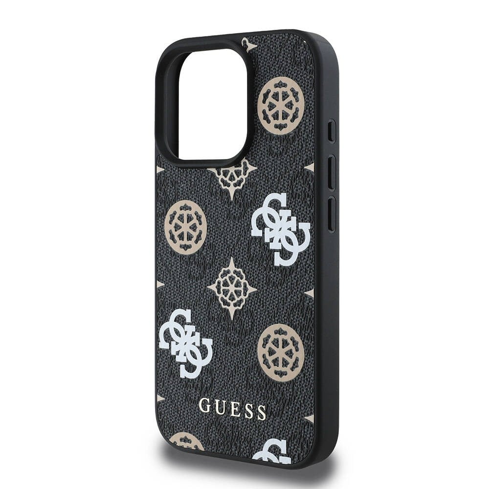 Apple iPhone 16 Pro Kılıf Guess Orjinal Lisanslı M-safe Şarj Özellikli 4G Desenli Yazı Logolu Peony Kapak