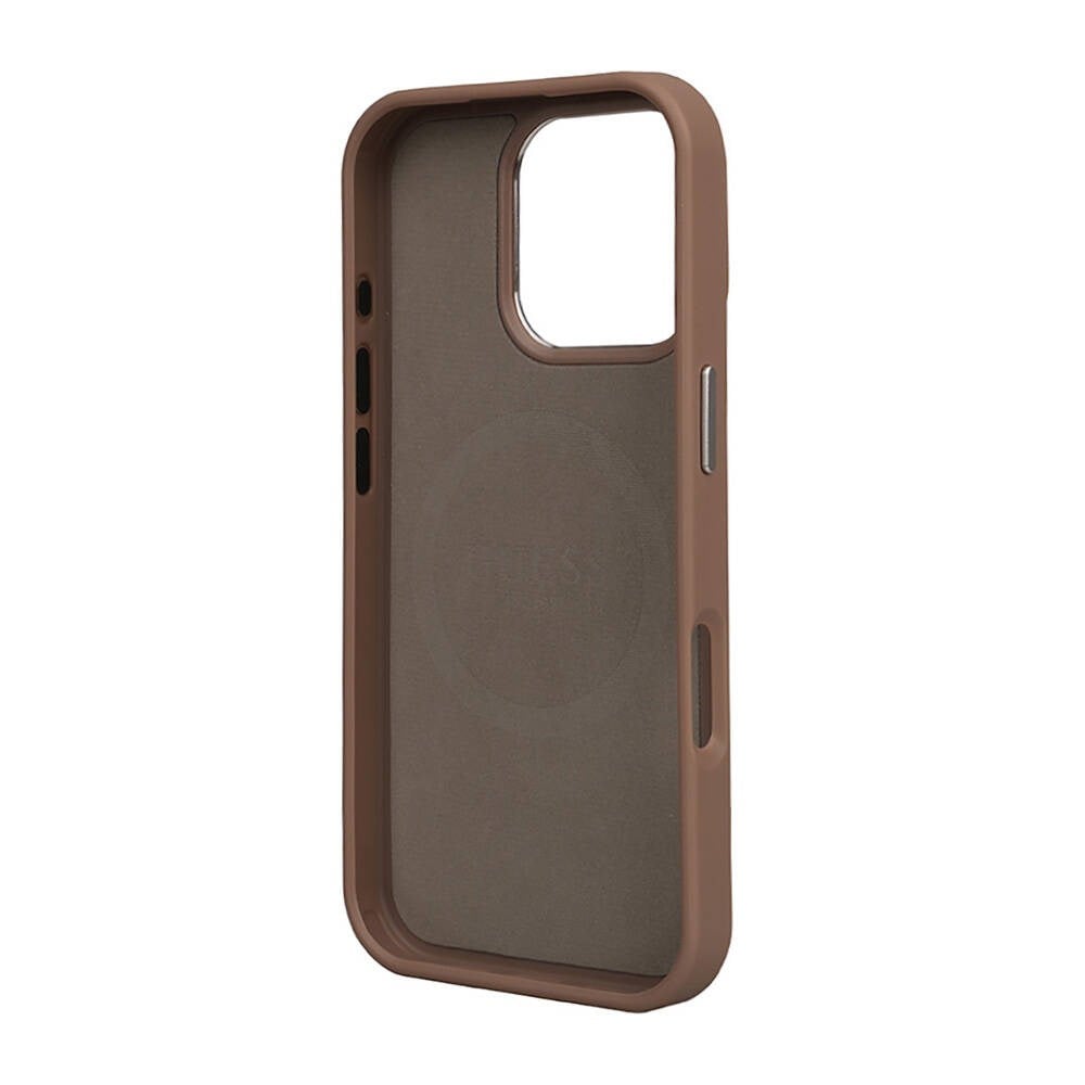 Apple iPhone 16 Pro Kılıf Guess Orjinal Lisanslı M-safe Şarj Özellikli Yazı Logolu Peony Kapak
