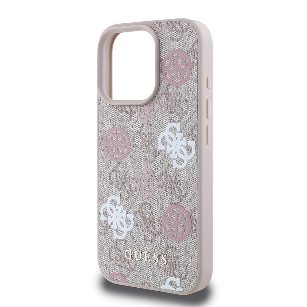 Apple iPhone 16 Pro Kılıf Guess Orjinal Lisanslı M-safe Şarj Özellikli 4G Desenli Yazı Logolu Peony Kapak