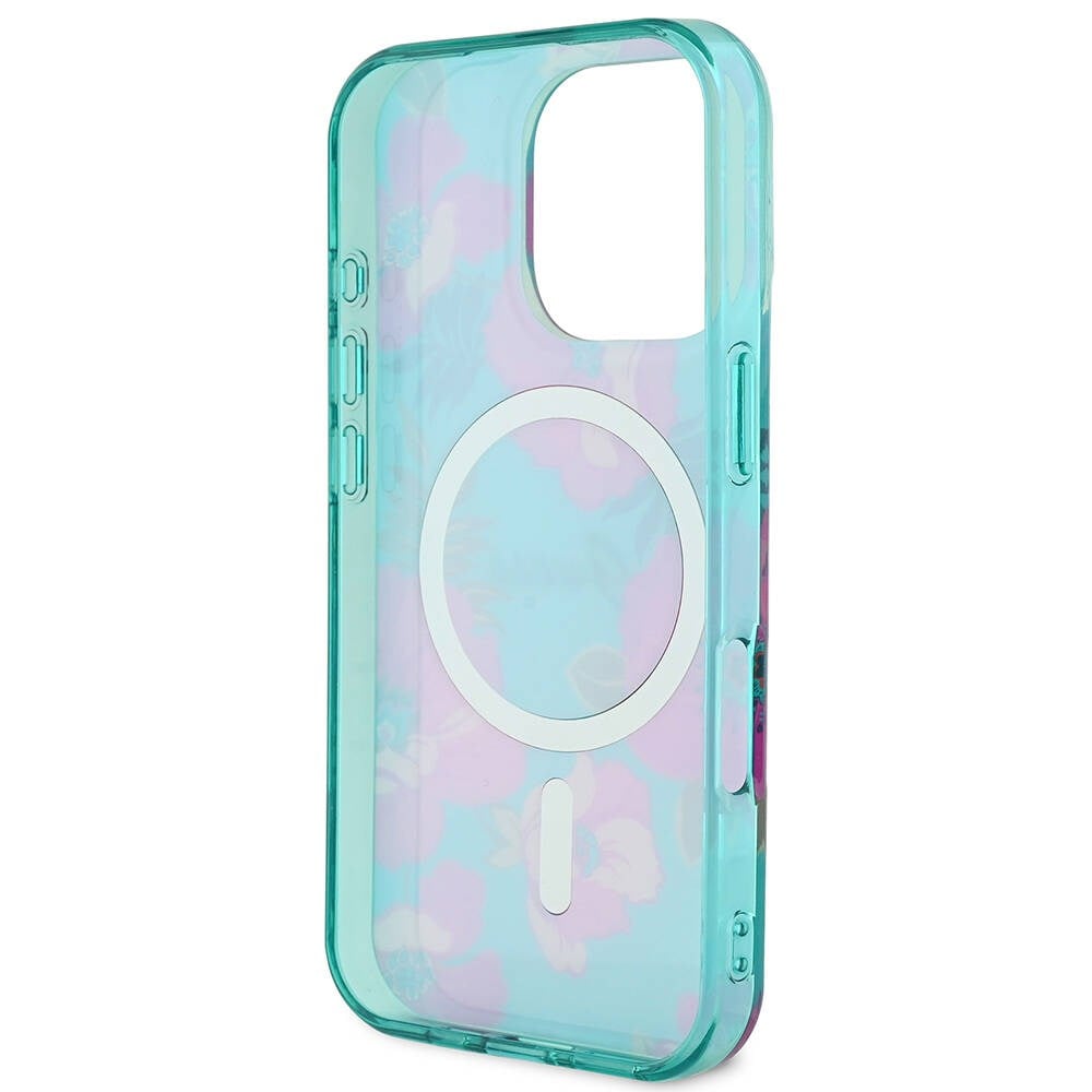 Apple iPhone 16 Pro Kılıf Guess Orjinal Lisanslı M-safe Şarj Özellikli Flower Tone On Tone Ring Kapak
