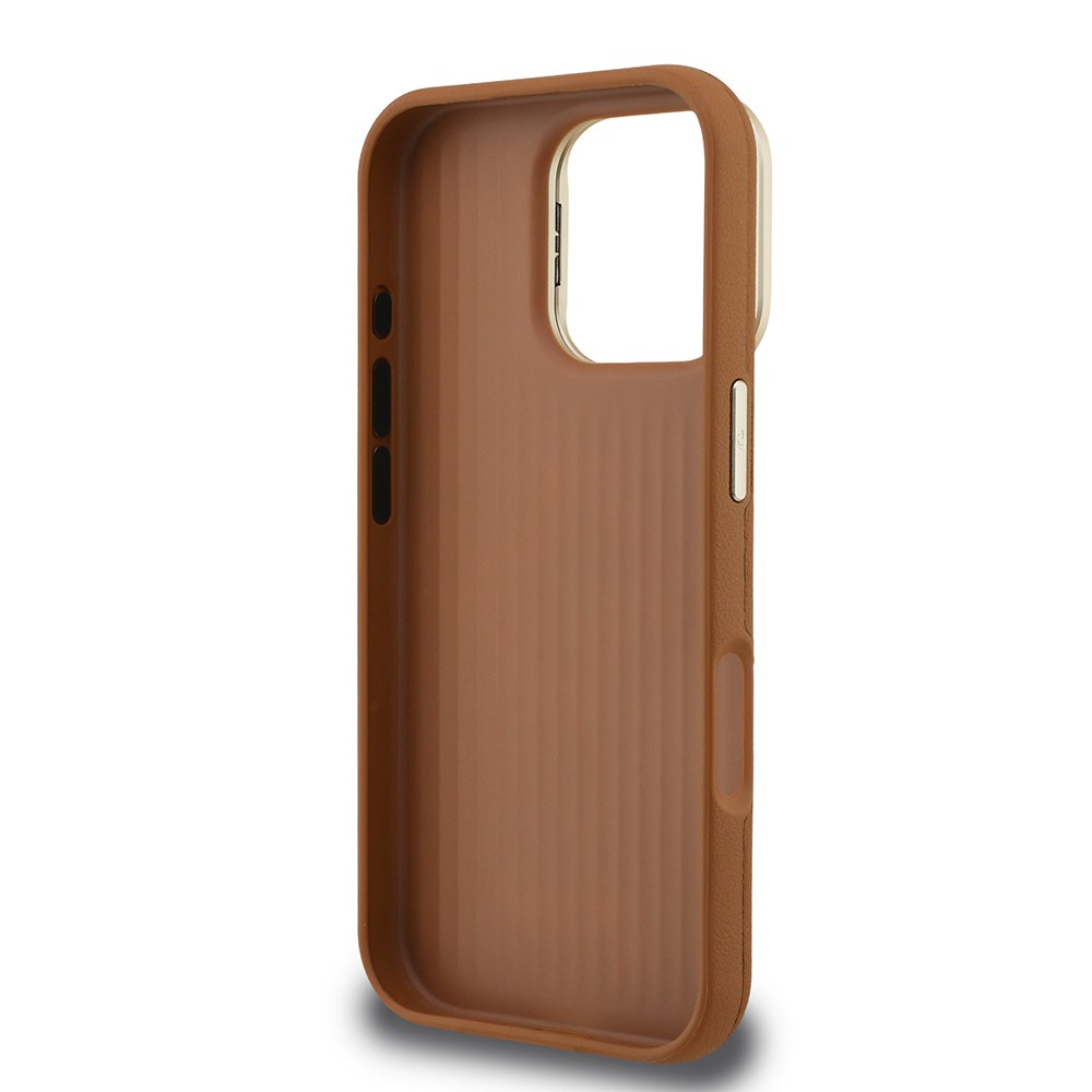 Apple iPhone 16 Pro Kılıf Guess Orjinal Lisanslı Grained Yazı Logolu Kamera Standlı Kapak