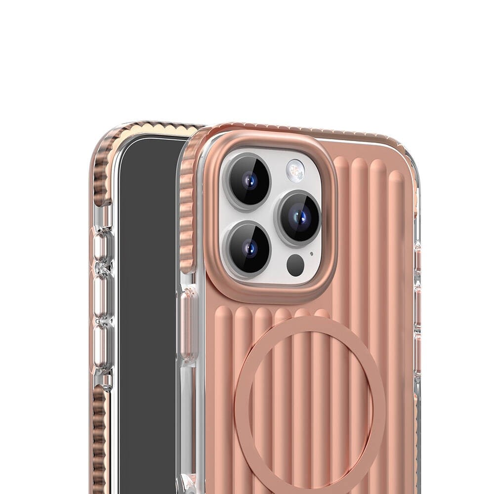 Apple iPhone 16 Pro Kılıf M-safe Şarj Özellikli Oyuklu Tasarım Mutural Bumpy Clear Kapak