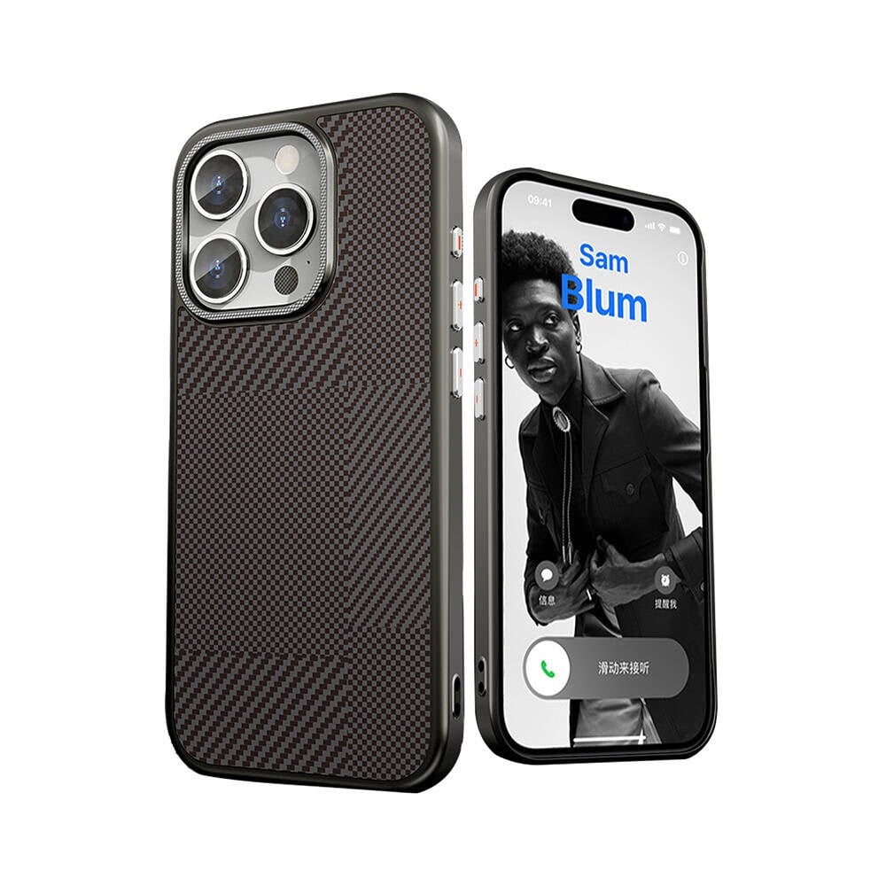 Apple iPhone 16 Pro Kılıf M-safe Şarj Özellikli Karbon Fiber Desenli Mutural Montage Kapak