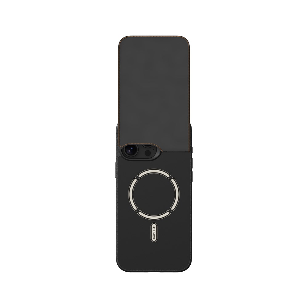 Apple iPhone 16 Pro Kılıf M-safe Şarj Özellikli Raptic Slim Wallet Serisi Deri Görünümlü Kartlıklı Standlı Kapak