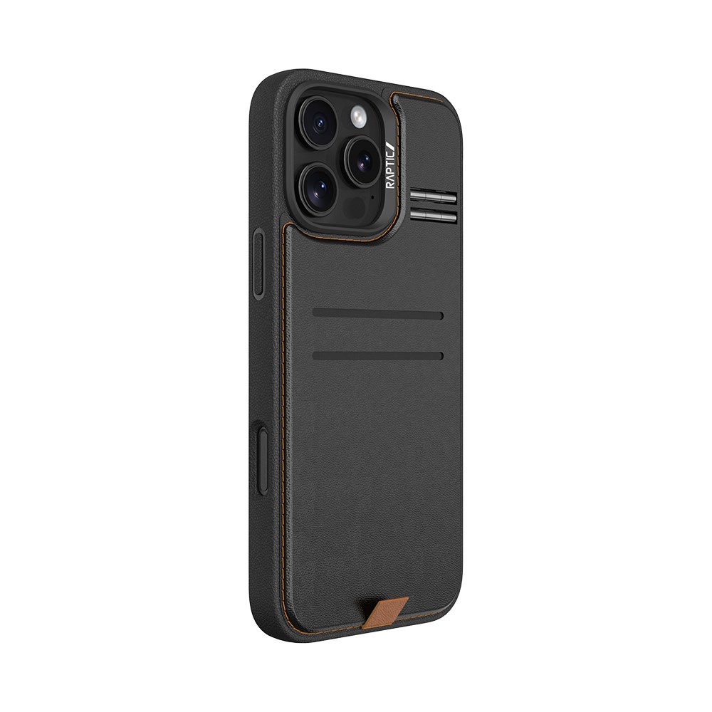 Apple iPhone 16 Pro Kılıf M-safe Şarj Özellikli Raptic Slim Wallet Serisi Deri Görünümlü Kartlıklı Standlı Kapak