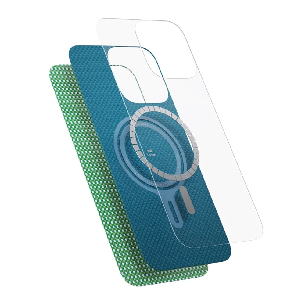 Apple iPhone 16 Pro Kılıf M-safe Şarj Özellikli Aramid Fiber Pitaka Ultra-Slim Classic Serisi Ocean Blue Kapak