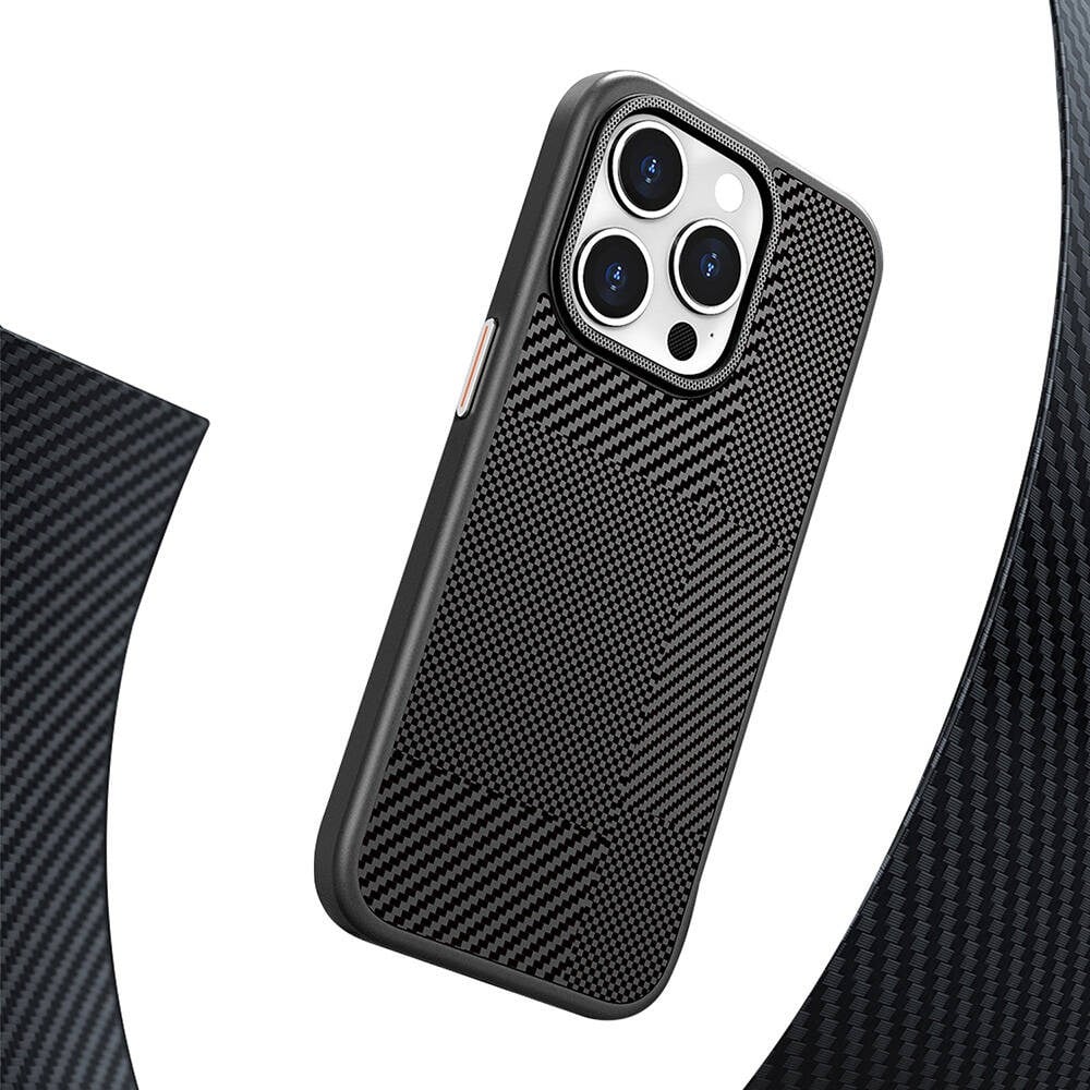 Apple iPhone 16 Pro Kılıf M-safe Şarj Özellikli Karbon Fiber Desenli Mutural Montage Kapak