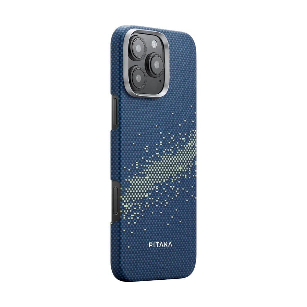 Apple iPhone 16 Pro Kılıf M-safe Şarj Özellikli Aramid Fiber Pitaka Tactile Woven Starpeak Serisi Milky Way Galaxy Kapak