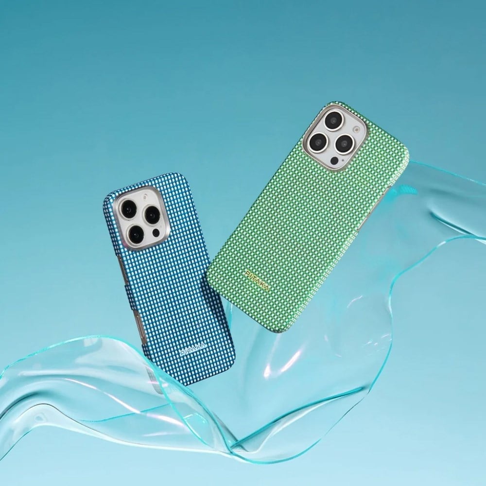 Apple iPhone 16 Pro Kılıf M-safe Şarj Özellikli Aramid Fiber Pitaka Ultra-Slim Classic Serisi Ocean Blue Kapak