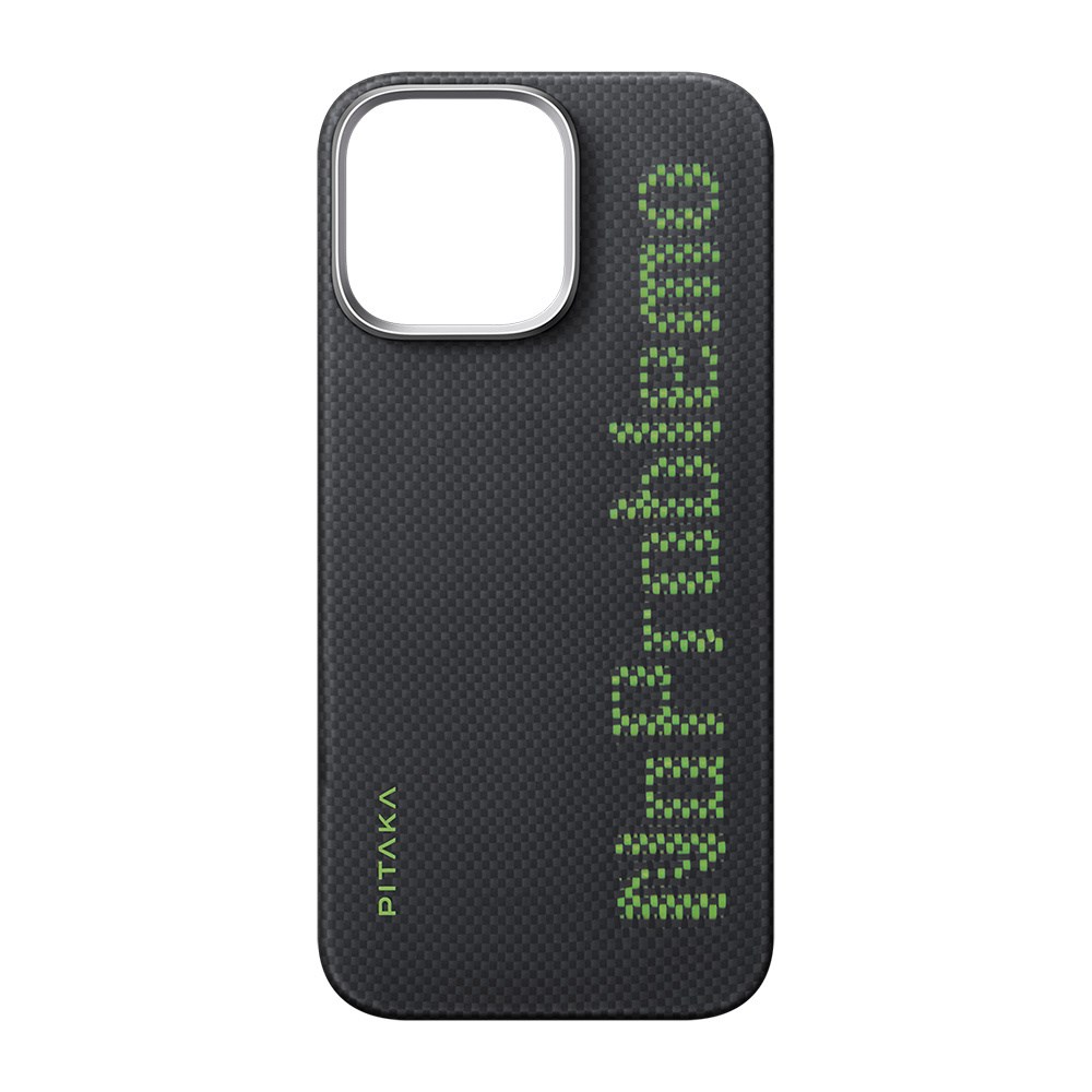 Apple iPhone 16 Pro Kılıf M-safe Şarj Özellikli Lumintex Teknolojili Fosforlu Aramid Fiber Pitaka Tactile Woven Aries Serisi NoProblemo Kapak