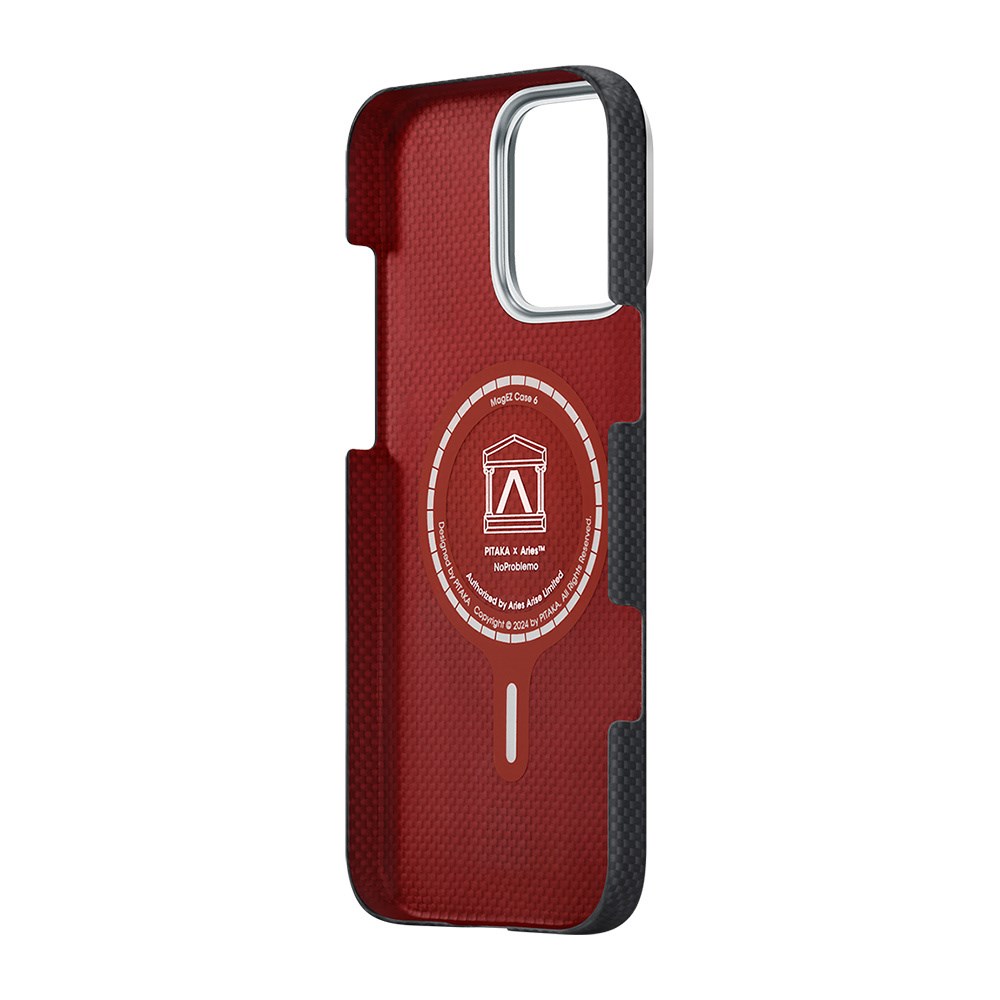 Apple iPhone 16 Pro Kılıf M-safe Şarj Özellikli Lumintex Teknolojili Fosforlu Aramid Fiber Pitaka Tactile Woven Aries Serisi NoProblemo Kapak