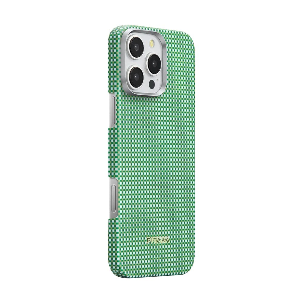 Apple iPhone 16 Pro Kılıf M-safe Şarj Özellikli Aramid Fiber Pitaka Ultra-Slim Classic Serisi Forest Green Kapak