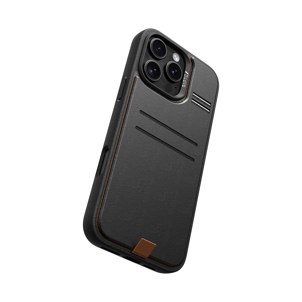 Apple iPhone 16 Pro Kılıf M-safe Şarj Özellikli Raptic Slim Wallet Serisi Deri Görünümlü Kartlıklı Standlı Kapak