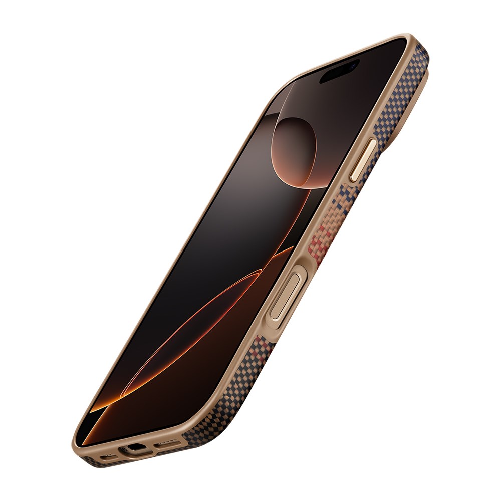 Apple iPhone 16 Pro Kılıf M-safe Şarj Özellikli Aramid Fiber Pitaka Military-Grade Sunset-Moonrise Serisi Sunset Kapak