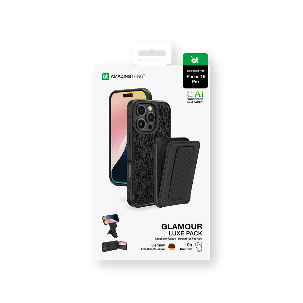 Apple iPhone 16 Pro Kılıf M-safe Şarj Özellikli Standlı Kartlıklı Set Amazingthing Glamour Luxe Serisi Kapak