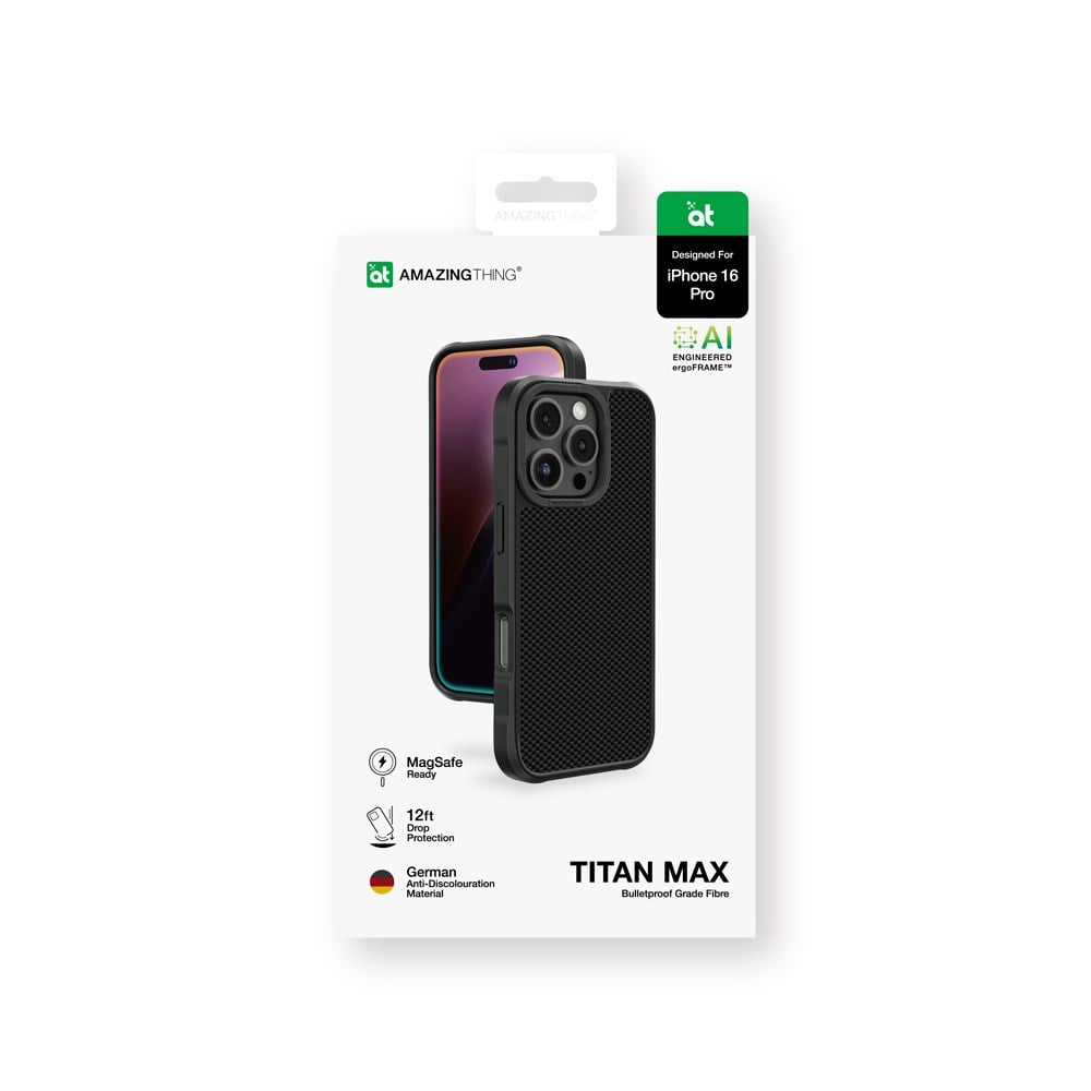 Apple iPhone 16 Pro Kılıf M-safe Şarj Özellikli 1500D Aramid Fiber Amazingthing Titan Max Serisi Kapak