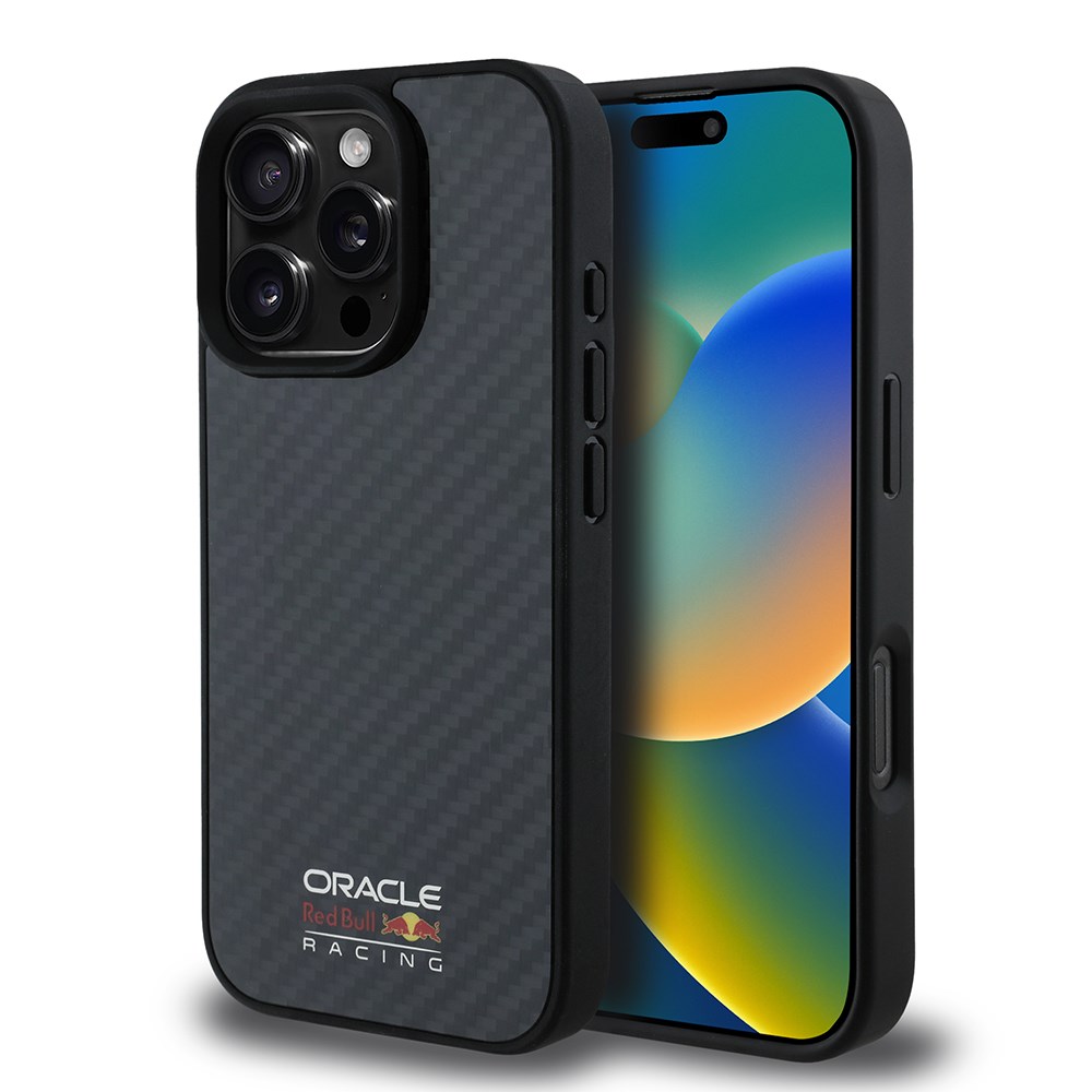 Apple iPhone 16 Pro Kılıf Redbull Orjinal Lisanslı M-safe Şarj Özellikli Karbon Fiber Tasarımlı Parlayan Logolu Kapak
