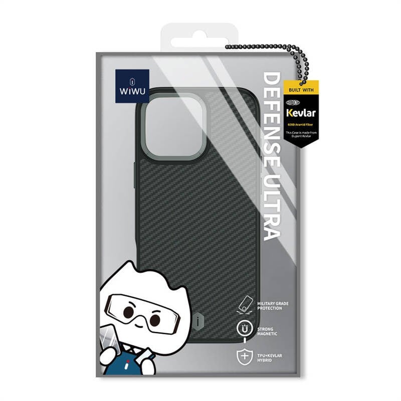 Apple iPhone 16 Pro Kılıf Wiwu DCC-205 M-safe Şarj Özellikli Aramid Fiber Tasarım Kapak