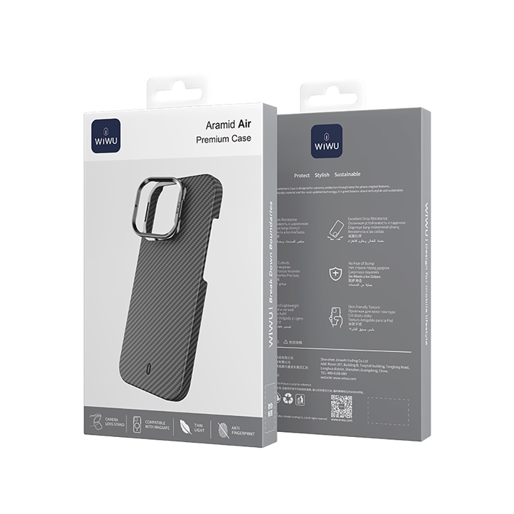 Apple iPhone 16 Pro Kılıf Wiwu DCC-206 M-safe Şarj Özellikli Kamera Standlı Aramid Fiber Tasarım Kapak