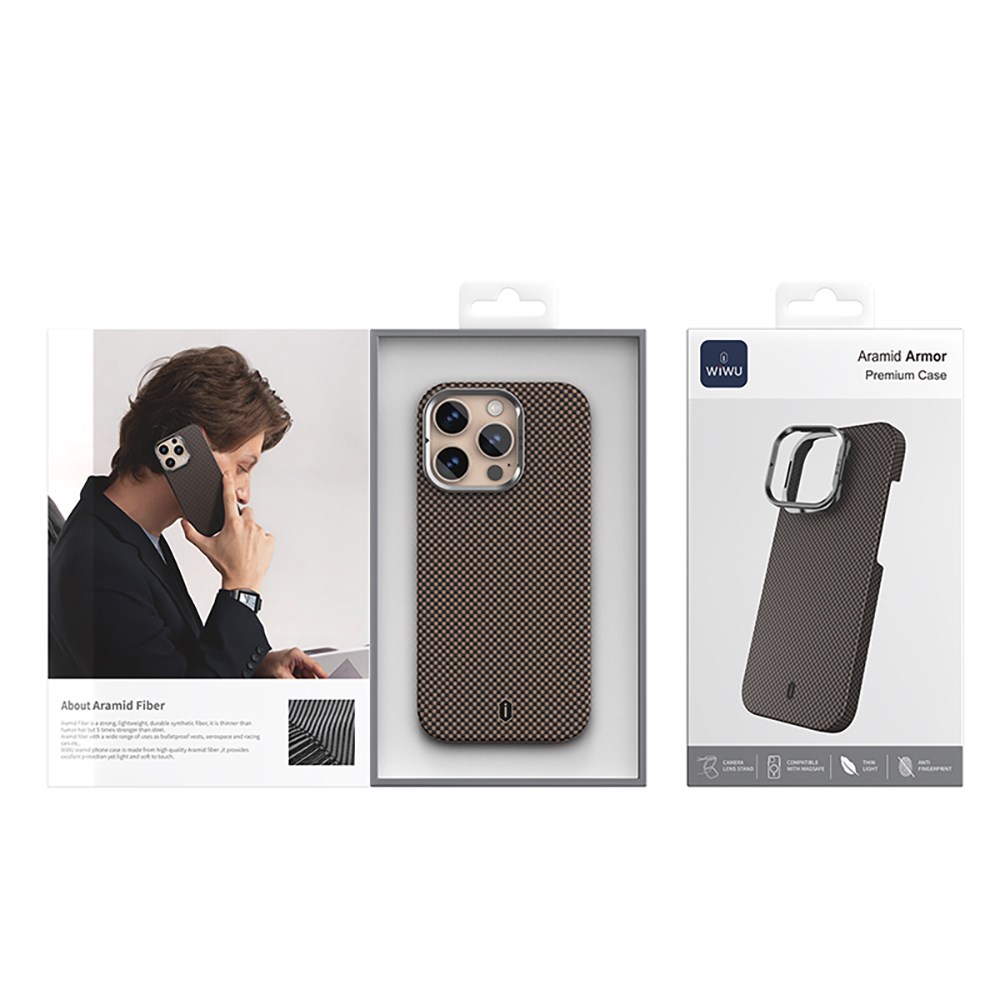 Apple iPhone 16 Pro Kılıf Wiwu DCC-208 M-safe Şarj Özellikli Kamera Standlı Aramid Fiber Tasarım Kapak