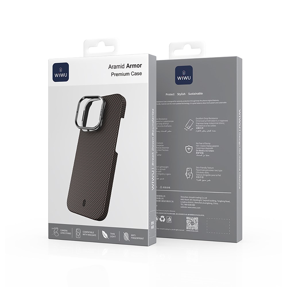 Apple iPhone 16 Pro Kılıf Wiwu DCC-208 M-safe Şarj Özellikli Kamera Standlı Aramid Fiber Tasarım Kapak