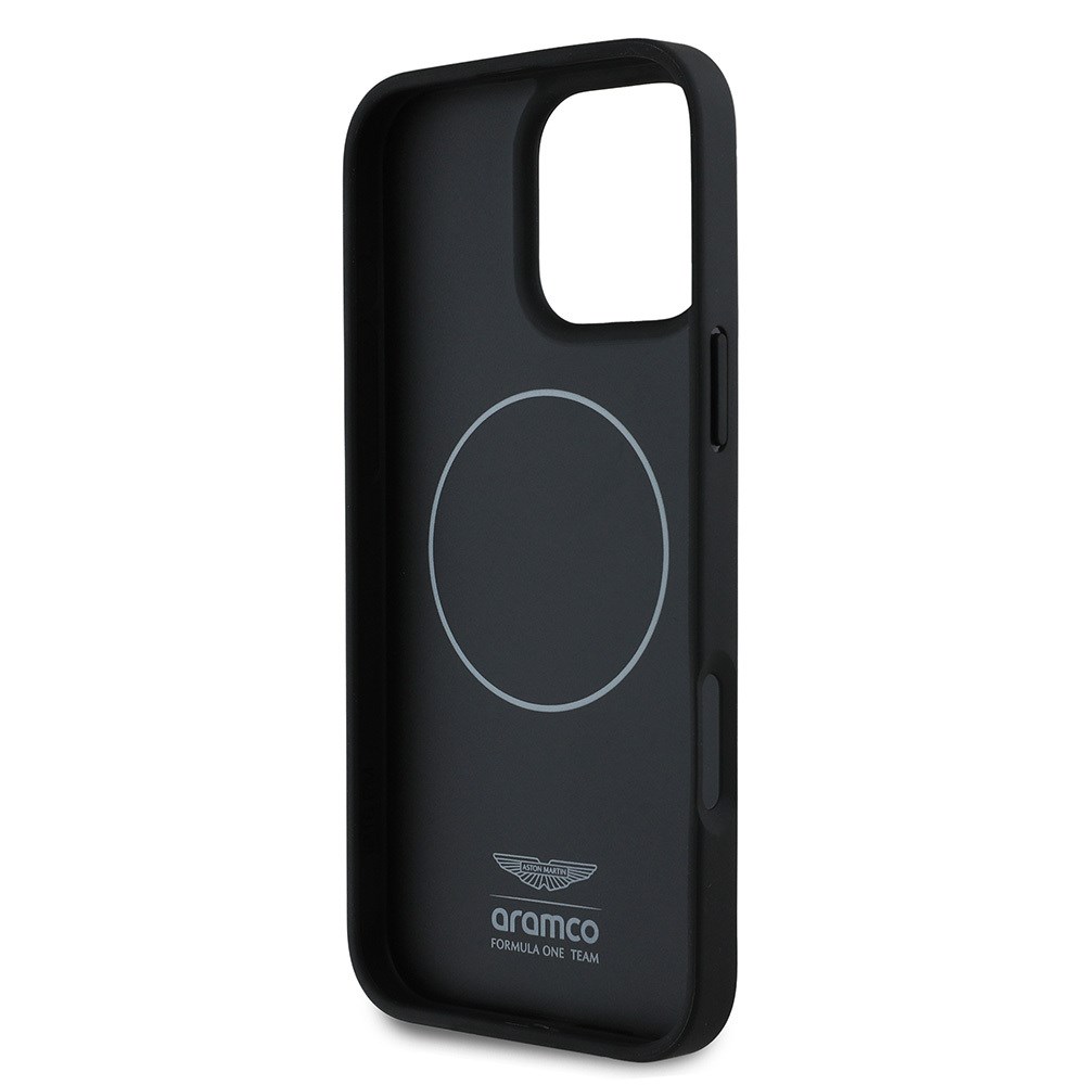 Apple iPhone 16 Pro Max Kılıf Aston Martin Orjinal Lisanslı M-safe Şarj Özellikli PU Deri Alonso 14 Baskılı Kapak