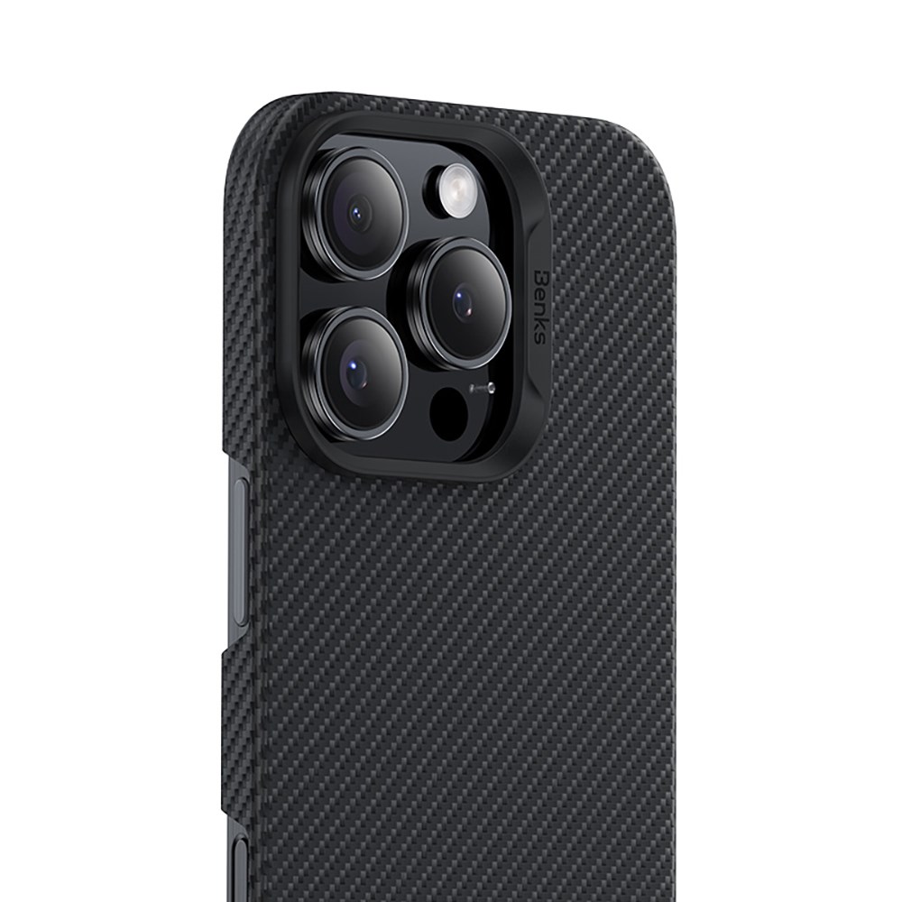 Apple iPhone 16 Pro Max Kılıf Benks M-safe Şarj Özellikli Metal Kamera Çerçeveli Magnetik ArmorAir 600D Kevlar Fiber Kapak