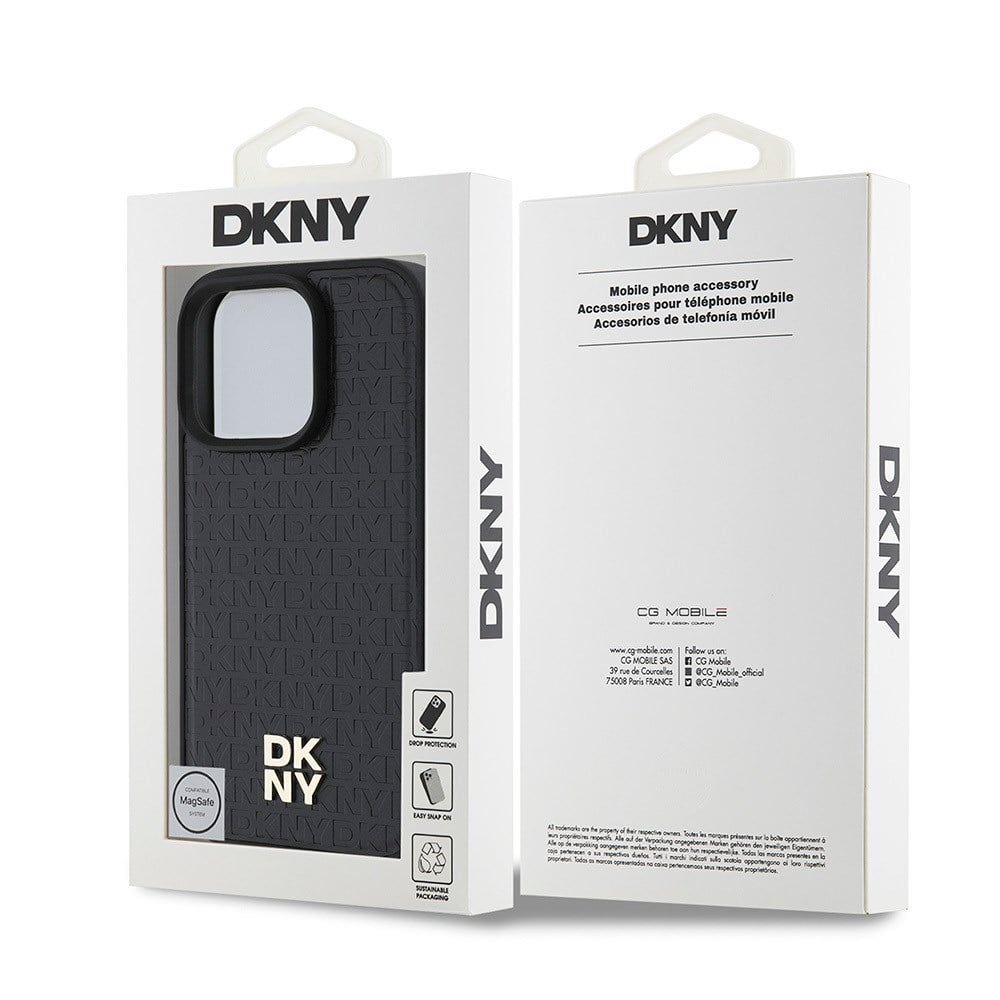 Apple iPhone 16 Pro Max Kılıf DKNY Orjinal Lisanslı M-safe Şarj Özellikli 3D Yazılı Repeat Pattern Kapak