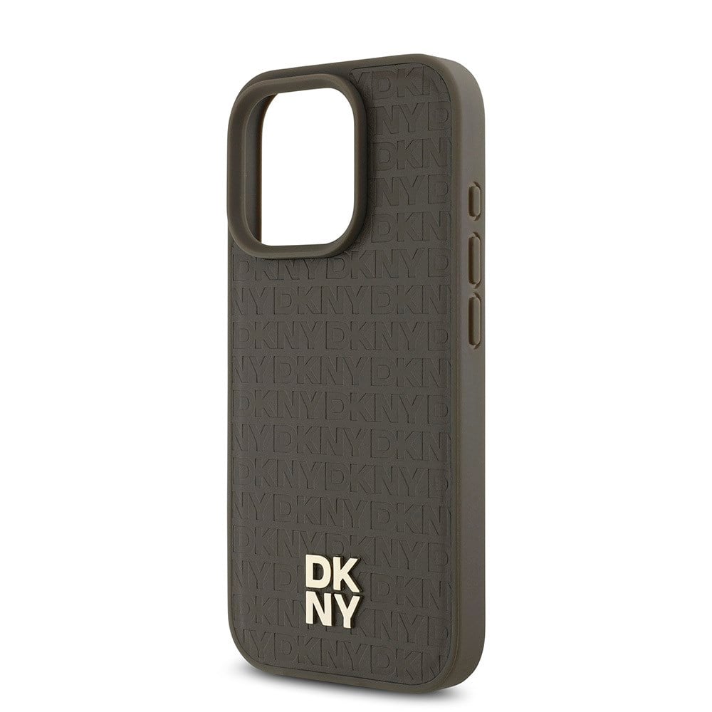 Apple iPhone 16 Pro Max Kılıf DKNY Orjinal Lisanslı M-safe Şarj Özellikli 3D Yazılı Repeat Pattern Kapak