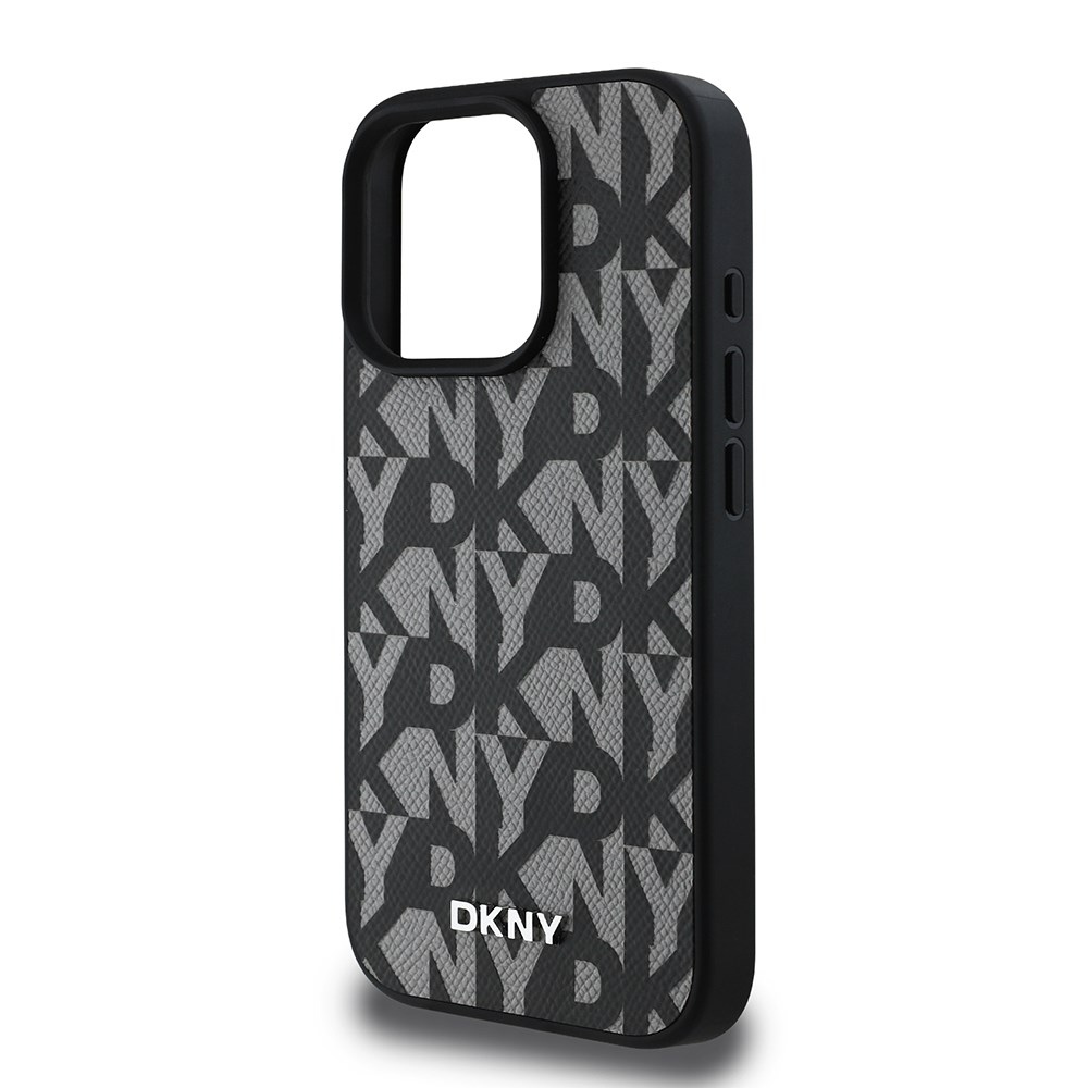 Apple iPhone 16 Pro Max Kılıf DKNY Orjinal Lisanslı M-safe Şarj Özellikli 3D Yazılı Grid Pattern Kapak