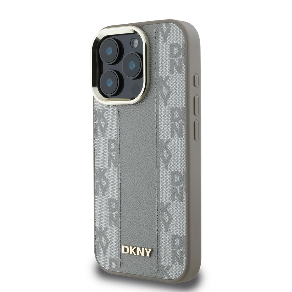 Apple iPhone 16 Pro Max Kılıf DKNY Orjinal Lisanslı M-safe Şarj Özellikli 3D Yazılı Checkered Pattern Kapak
