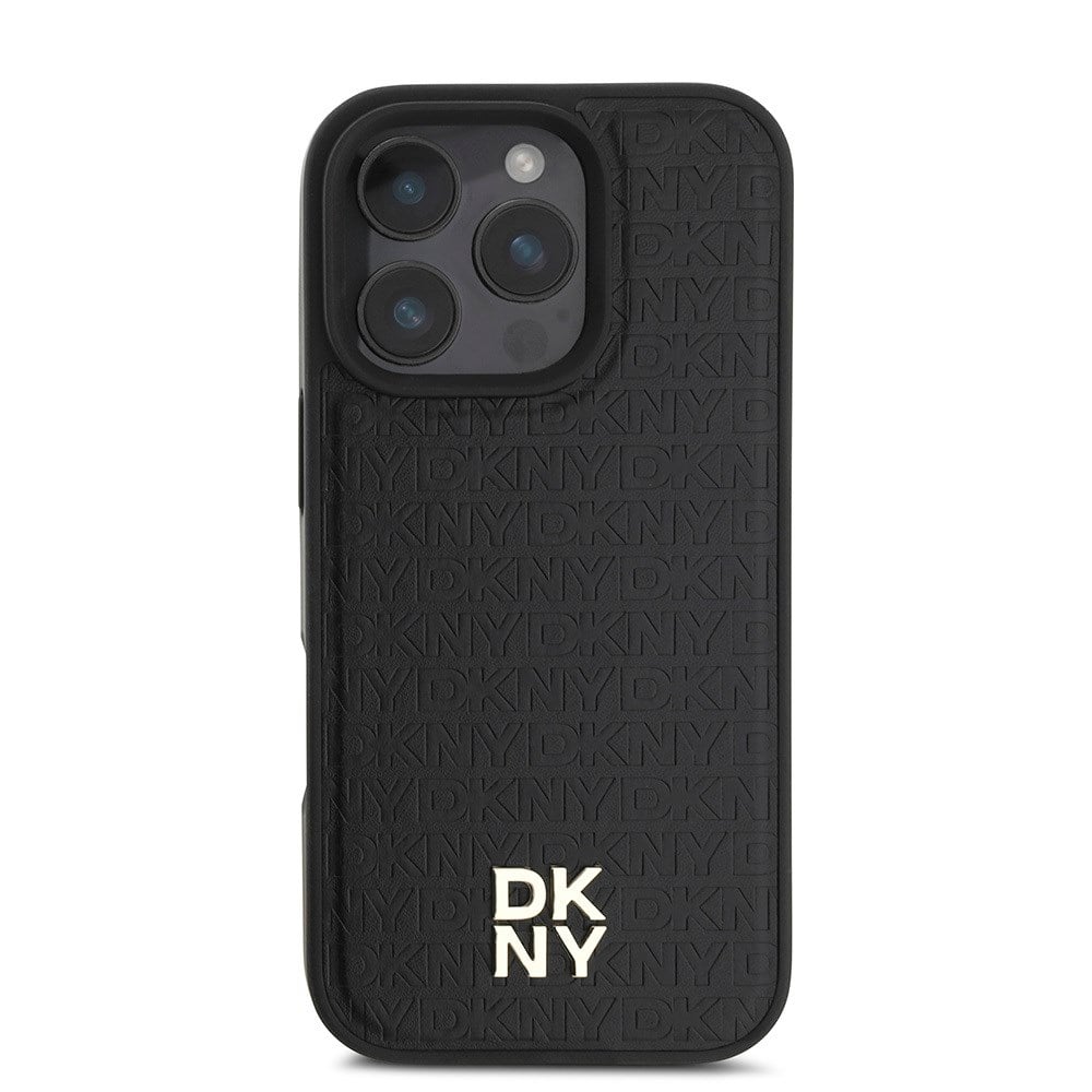 Apple iPhone 16 Pro Max Kılıf DKNY Orjinal Lisanslı M-safe Şarj Özellikli 3D Yazılı Repeat Pattern Kapak
