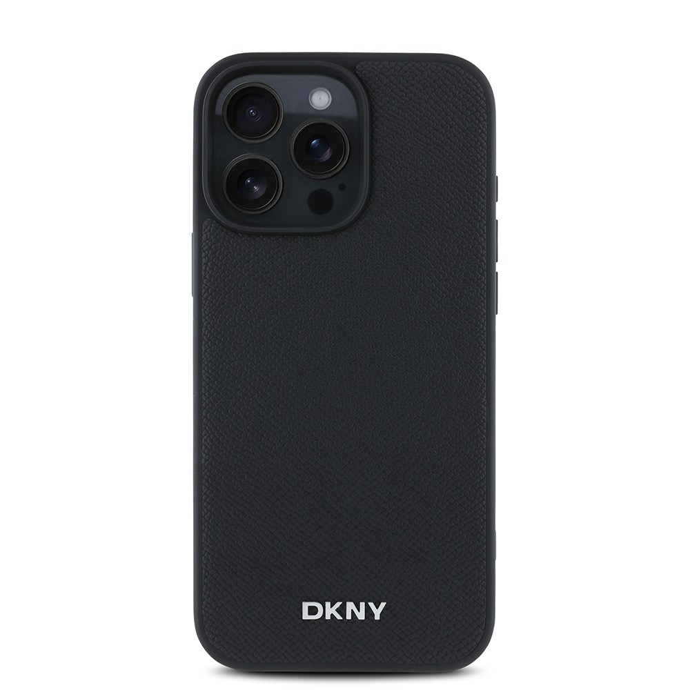 Apple iPhone 16 Pro Max Kılıf DKNY Orjinal Lisanslı M-safe Şarj Özellikli Metal Logolu PU Deri Grained Kapak