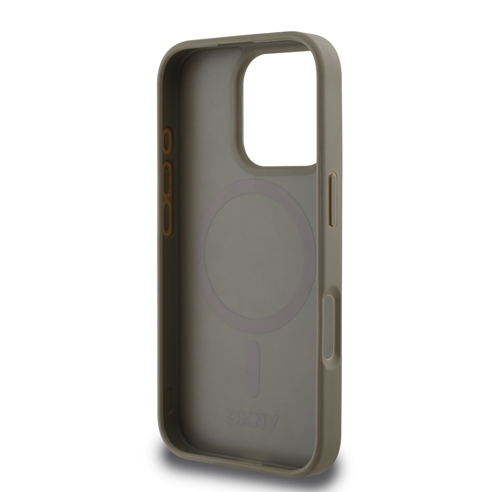 Apple iPhone 16 Pro Max Kılıf DKNY Orjinal Lisanslı M-safe Şarj Özellikli 3D Yazılı Grid Pattern Kapak