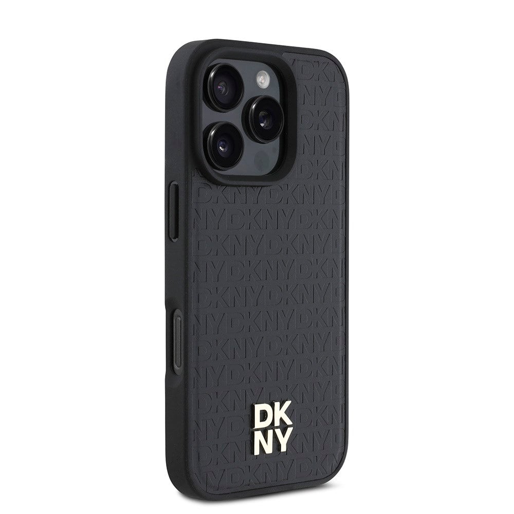 Apple iPhone 16 Pro Max Kılıf DKNY Orjinal Lisanslı M-safe Şarj Özellikli 3D Yazılı Repeat Pattern Kapak