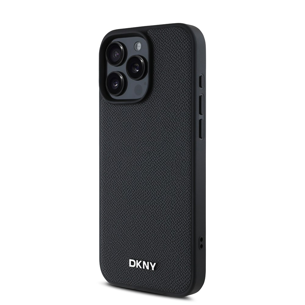Apple iPhone 16 Pro Max Kılıf DKNY Orjinal Lisanslı M-safe Şarj Özellikli Metal Logolu PU Deri Grained Kapak
