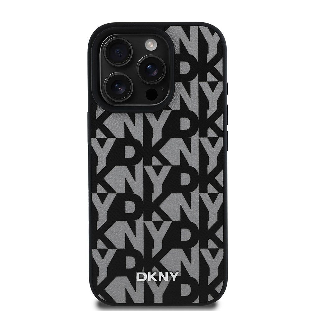 Apple iPhone 16 Pro Max Kılıf DKNY Orjinal Lisanslı M-safe Şarj Özellikli 3D Yazılı Grid Pattern Kapak