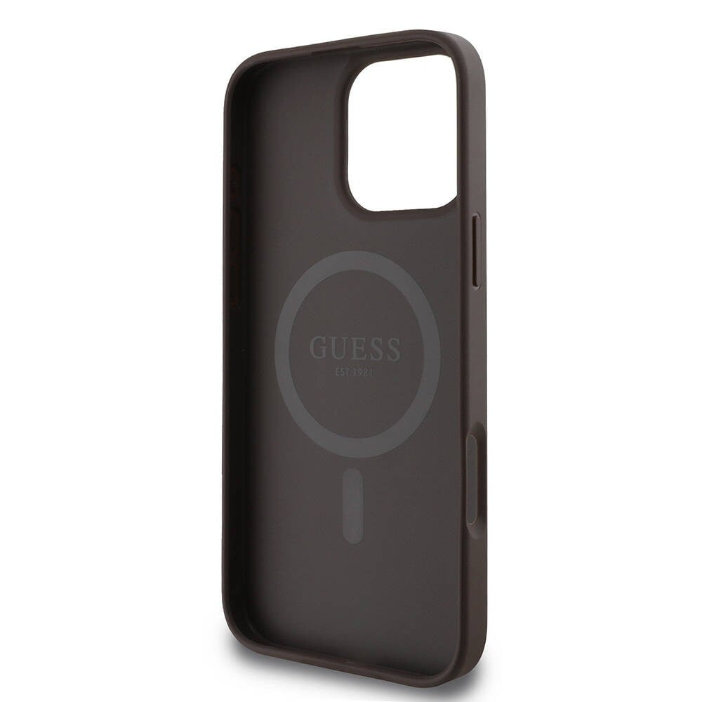 Apple iPhone 16 Pro Max Kılıf Guess Orjinal Lisanslı M-safe Şarj Özellikli 4G Şerit Tasarımlı Printed Kapak