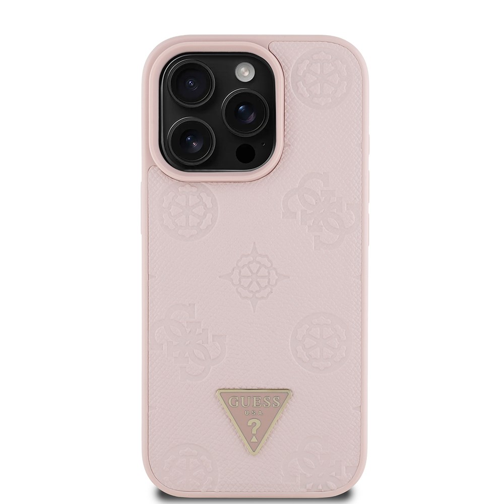 Apple iPhone 16 Pro Max Kılıf Guess Orjinal Lisanslı PU Deri Bilek Askı İpli Metal Büyük 4G ve Yazı Logolu Kapak